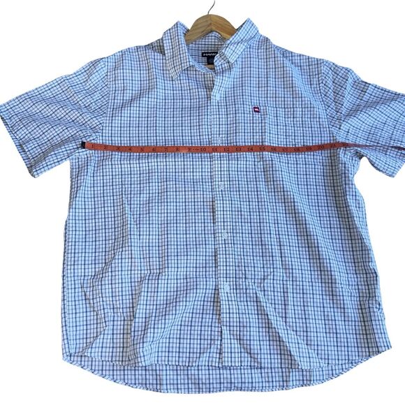 90s Tony Hawk Skater Grunge Shirt Mens XL Baby Blue White Plaid Short Sleeve - Picture 9 of 15